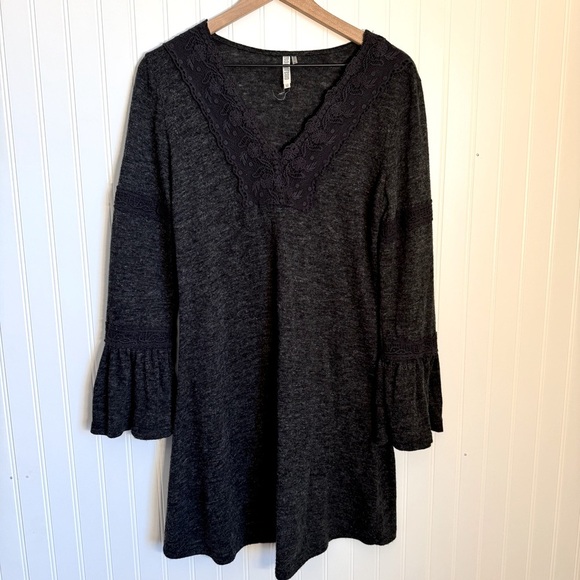 Monoreno Dark Gray Lace Long Sleeve Dress Women’s Size Medium - Picture 1 of 12